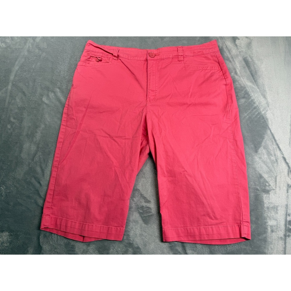 Bandolino Ivette Chino Shorts Women 14 Coral Pink Cotton Stretch Casual Mid Rise